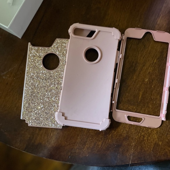 Apple I phone 7 phone case pink with glitter back used but still like new cond - Picture 4 of 4
